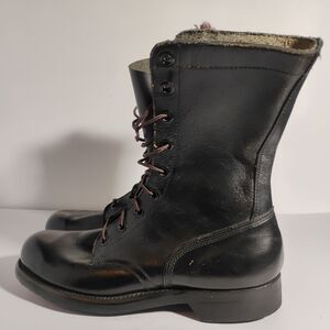 Biltrite Men' Black Leather Military Combat Boots 9 Eyelets Plain Toe Size 10.5